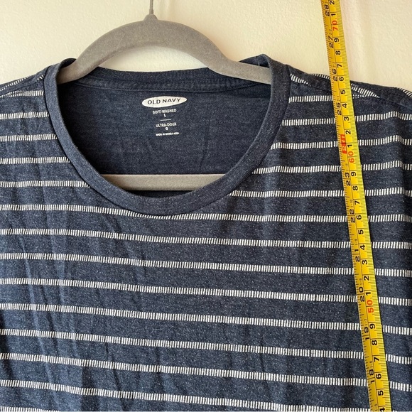 Old Navy Men’s Navy Gray Striped Soft-Washed T-Shirt Large Casual Comfort Tee - Picture 4 of 9